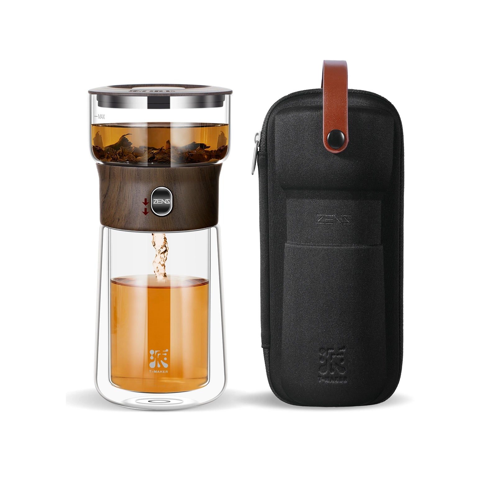 Smart Tea Maker with 9 Oz Tea Cup & Portable Bag Walnut