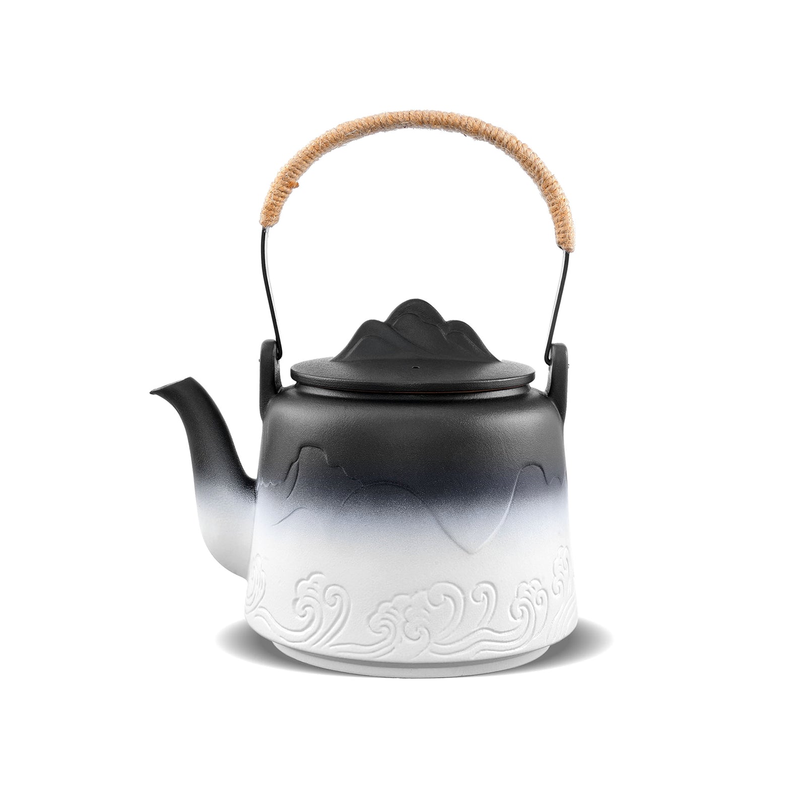 Japanese Vintage Ceramic 33 Oz Infuser Teapot Black & White