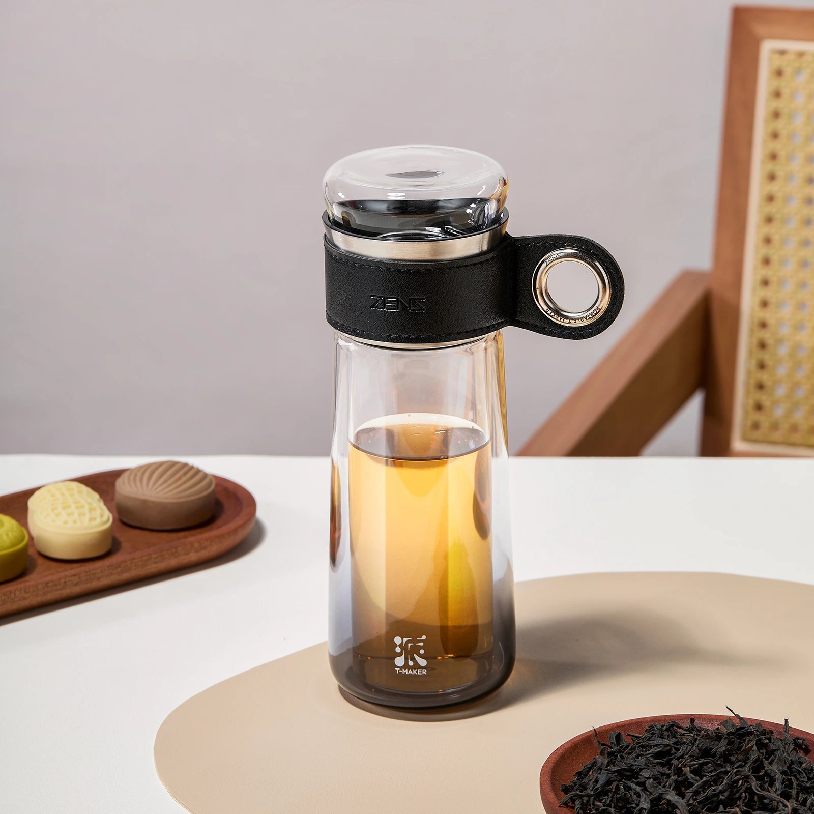 10 Oz Portable Tea Maker for Tea-Water Separation Gradient Black