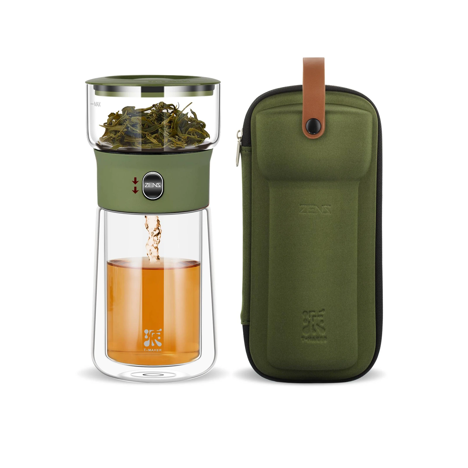 Smart Tea Maker with 9 Oz Tea Cup & Modern Bag Army Green
