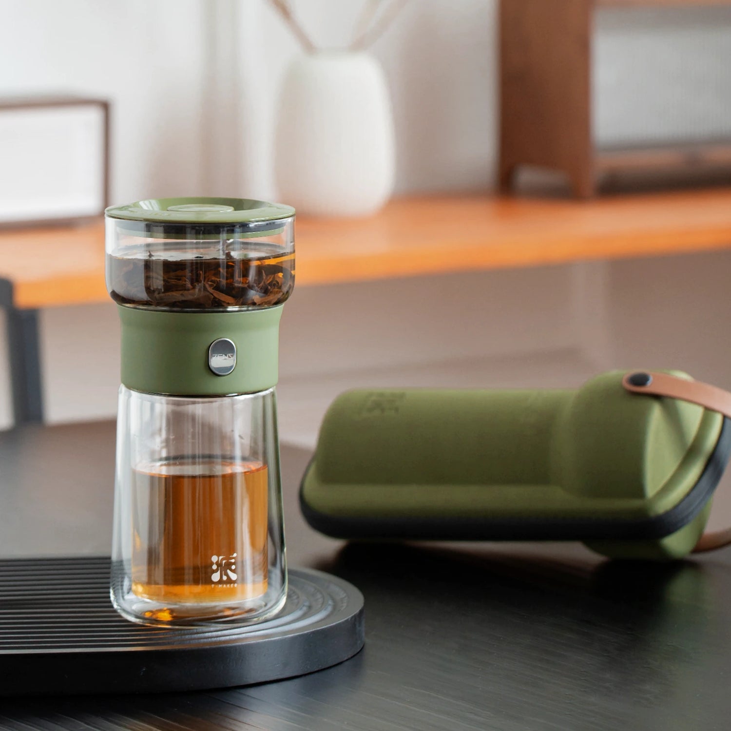 Smart Tea Maker with 9 Oz Tea Cup & Modern Bag Army Green