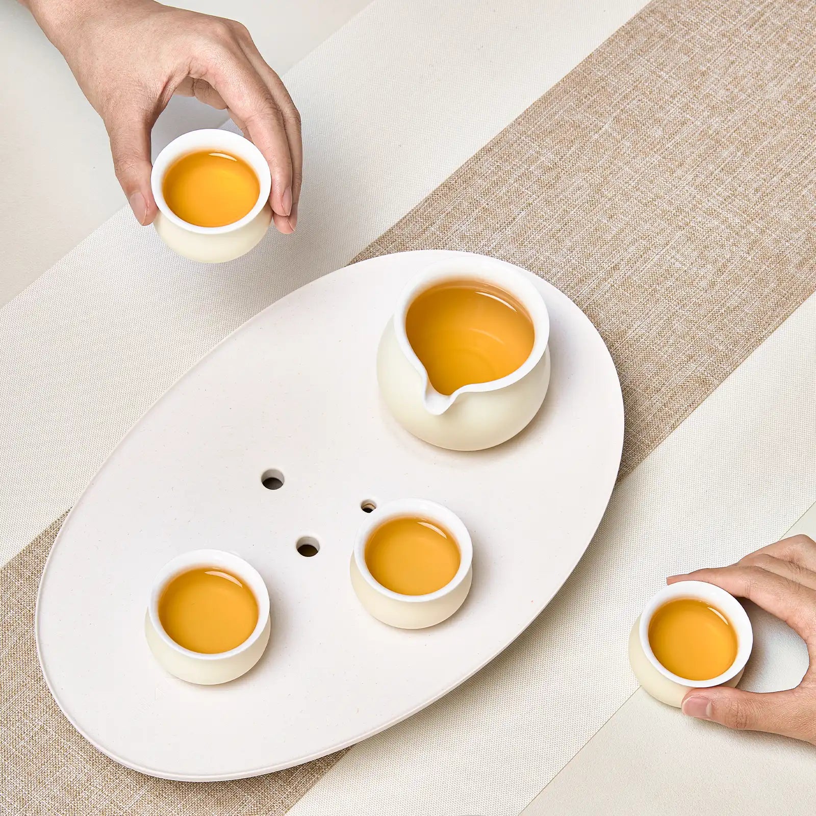 ZENS Smooth Yellow Ceramic Traditional Kongfu Tea Set