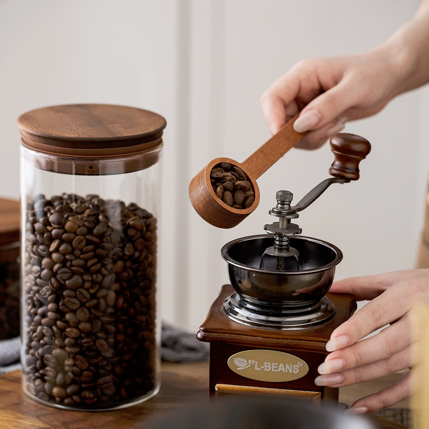 Zens 37oz Airtight Coffee Canister with Wood Lid and Scoop