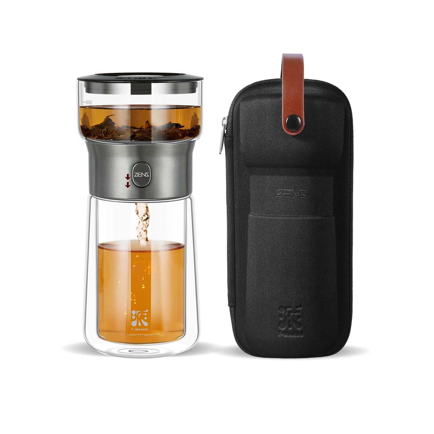 ZENS Glass Teapot with Infuser Portable Tea Maker for Loose Leaf Tea ...