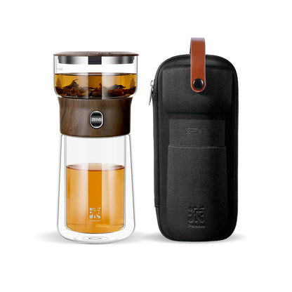 Smart Tea Maker with 9 Oz Tea Cup &amp; Portable Bag Walnut