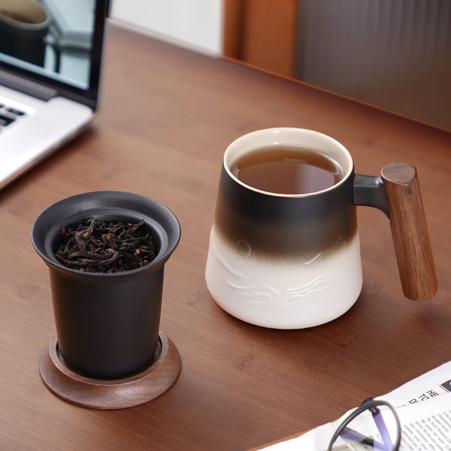 ZENS White 14.5 oz Ceramic tea mug with infuser and lid – ZENSLIVING ZENS White 14.5 oz Ceramic tea mug with infuser and lid – ZENSLIVING