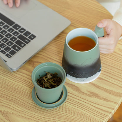 Tea Infuser Mug &amp; Coaster 15 Oz