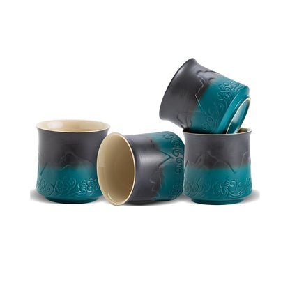 ZENS 8oz Black &amp; Green Japanese Cups Tea Set