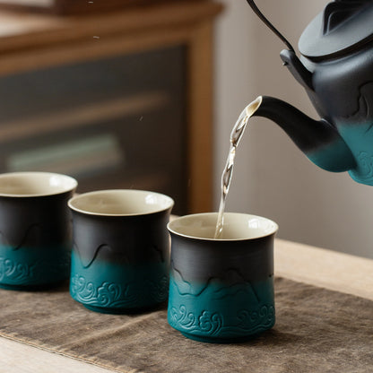 ZENS 8oz Black &amp; Green Japanese Cups Tea Set