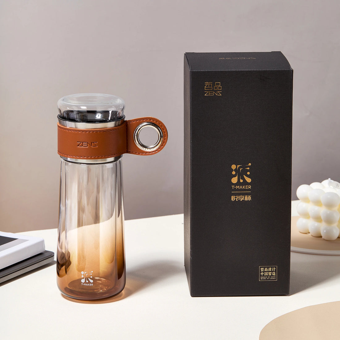 10 Oz Portable Tea Maker for Tea-Water Separation Gradient Amber