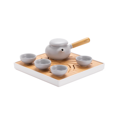 Japanese Ceramic Kyusu Teapot Set 4 Cups with Tea Tray