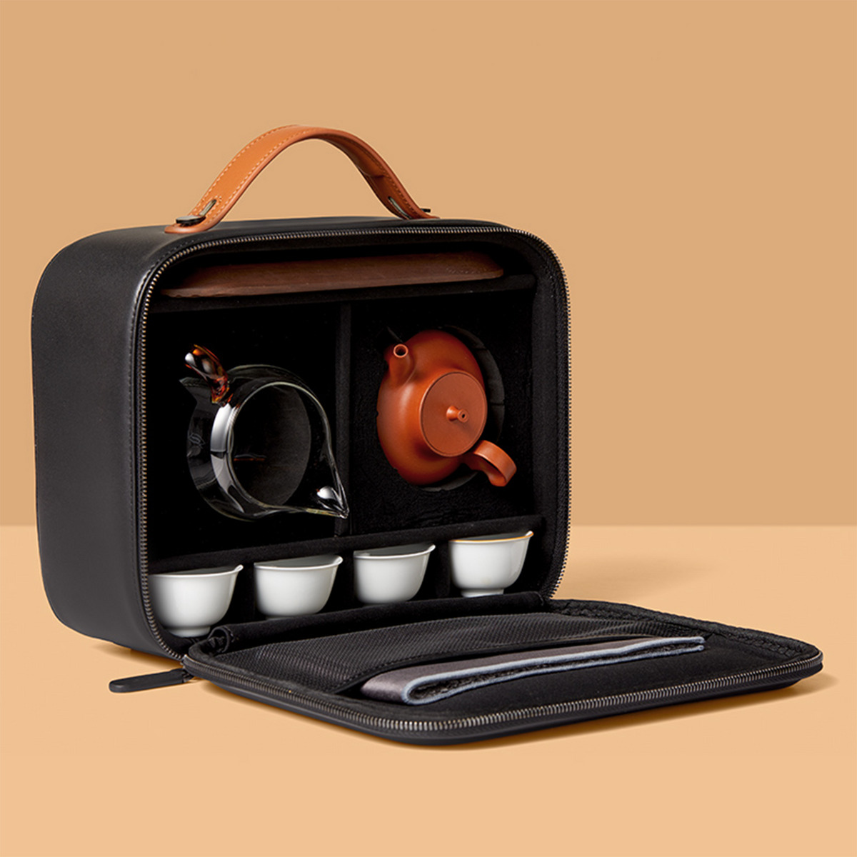 Zen Tea Ritual Set Zisha Tea Set Series Drum spirit Cinnabar Portable Tea Set – ZENSLIVING