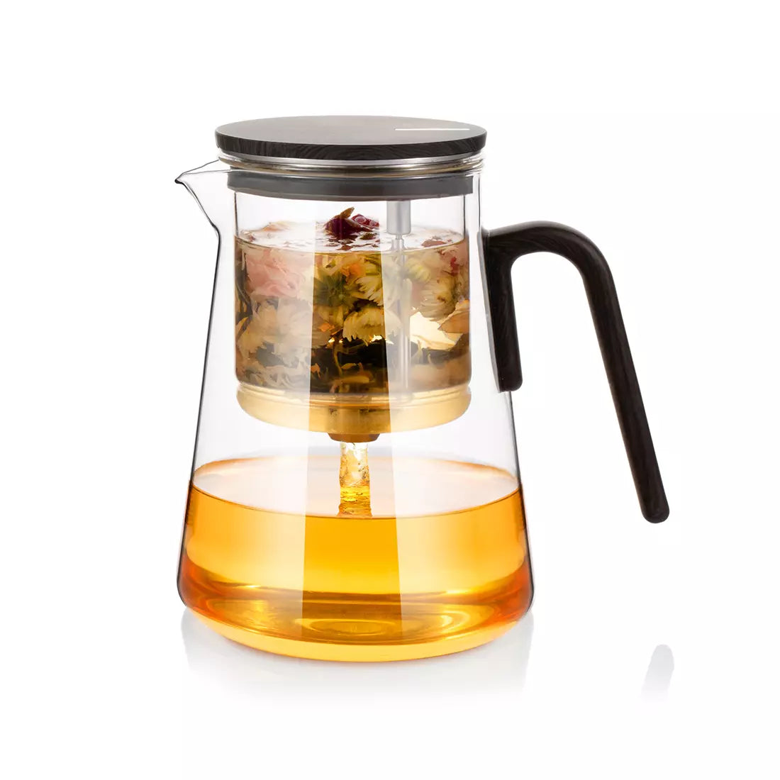 Magnetic Tea Pot 33.9 Oz with Infuser Wood Handle Black Walnut - Black Walnut
