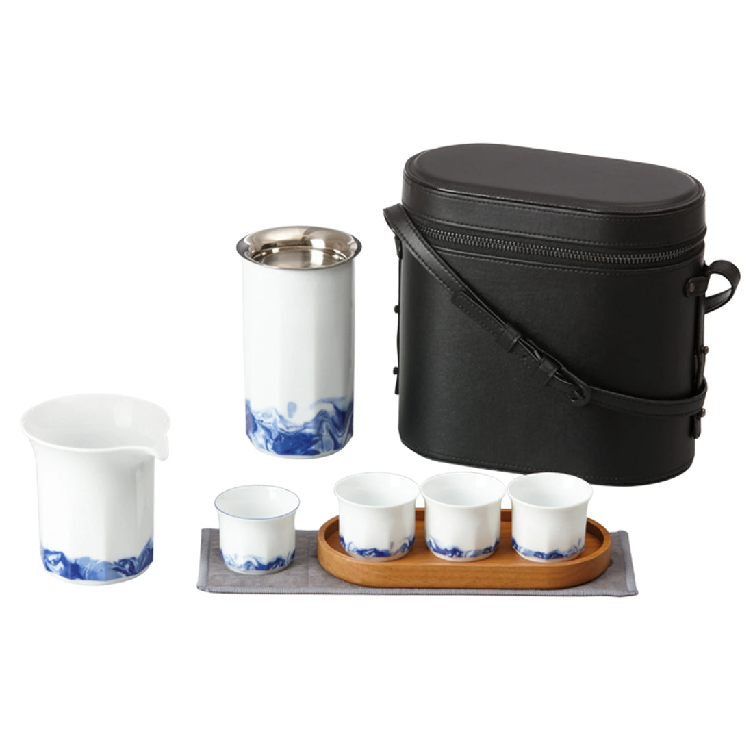Starboard Travel Tea Set Water Ripple Design White Porcelain