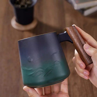 Tea Strainer Cup &amp; Infuser 14.5 Oz Black &amp; Army Green