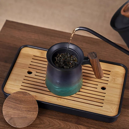 Tea Strainer Cup &amp; Infuser 14.5 Oz Black &amp; Army Green