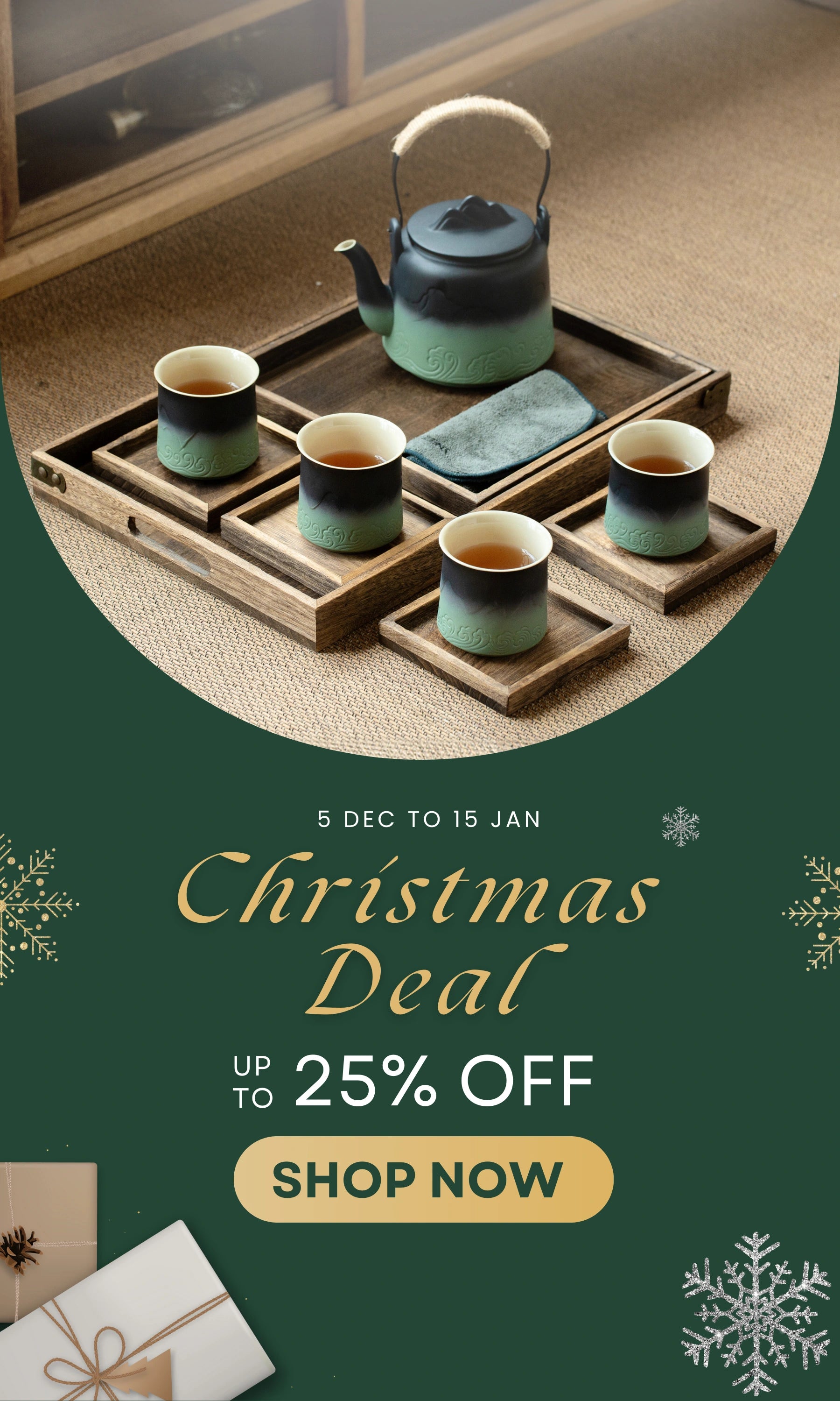 christmas deal-zens japanese tea set with 4 tea cups for tealover gifts and ceremony